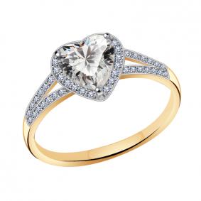 Золотое кольцо ТД Эстет 01К1112184Р с Swarovski 01К1112184Р фото