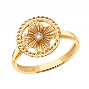 Золотое кольцо ТД Эстет 01К1115237 с фианитом 01К1115237 фото