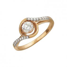 Золотое кольцо ТД Эстет 01К119293 с фианитом и Swarovski 01К119293 фото