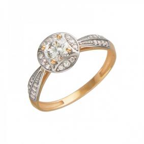 Золотое кольцо ТД Эстет 01К119301 с фианитом и Swarovski 01К119301 фото