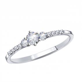 Помолвочное кольцо из белого золота ТД Эстет с фианитом 01К125831 01К125831 фото