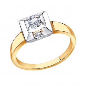 Золотое кольцо ТД Эстет 01К1612813 с фианитом 01К1612813 фото