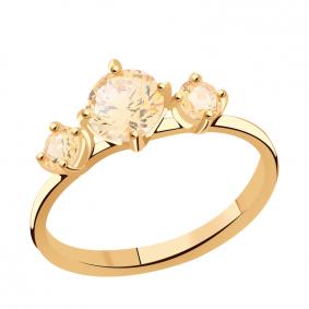Золотое кольцо ТД Эстет 01К2110855-2 с Swarovski 01К2110855-2 фото