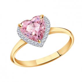 Золотое кольцо ТД Эстет 01К2111260-1 с фианитом и Swarovski 01К2111260-1 фото