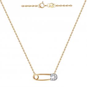 Золотое колье ТД Эстет 01Л111830Р с фианитом 01Л111830Р фото
