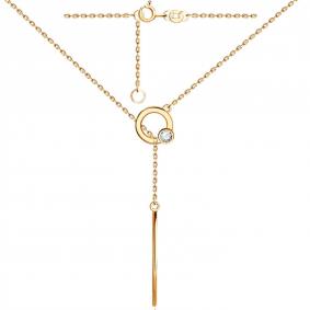 Золотое колье ТД Эстет 01Л112059 с фианитом 01Л112059 фото