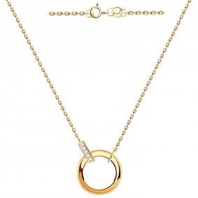 Золотое колье ТД Эстет 01Л112080Р с фианитом 01Л112080Р фото