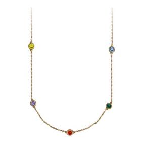 Золотое колье ТД Эстет 01Л211057 с фианитом и гранатом 01Л211057 фото