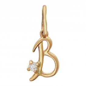 Золотоя подвеска буква В ТД Эстет с фианитом 01П11016SВ 01П11016SВ фото