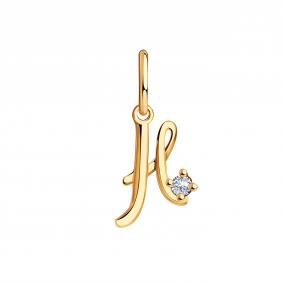 Золотая подвеска буква Н ТД Эстет с фианитом 01П11016SН 01П11016SН фото
