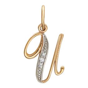 Золотая подвеска-буква И ТД Эстет с фианитом 01П11687И 01П11687И фото