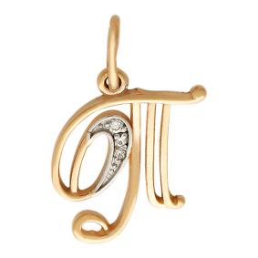 Золотая подвеска-буква Т ТД Эстет с фианитом 01П11687Т 01П11687Т фото