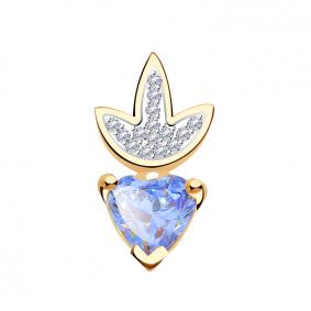 Золотая подвеска ТД Эстет 01П2111259-1 с фианитом и Swarovski 01П2111259-1 фото