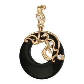 Золотая подвеска ТД Эстет 01П416131 с фианитом и агатом 01П416131 фото