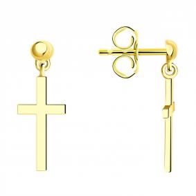 Одиночная серьга Крест из лимонного золота ТД Эстет 01С036637 01С036637 фото