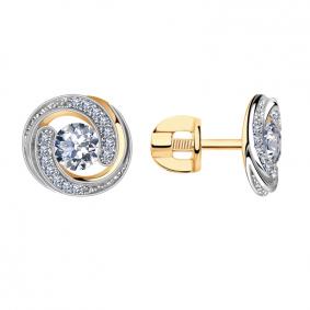 Золотые серьги ТД Эстет 01С1111474Р с фианитом 01С1111474Р фото