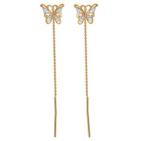 Золотые серьги ТД Эстет 01С1111559Р с фианитом 01С1111559Р фото