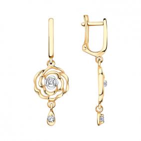 Золотые серьги ТД Эстет 01С1112220Р с фианитом 01С1112220Р фото