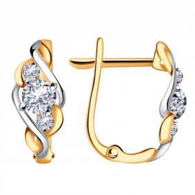 Золотые серьги ТД Эстет 01С1112308Р с фианитом 01С1112308Р фото