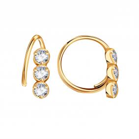 Золотые серьги ТД Эстет 01С1112591S с фианитом 01С1112591S фото