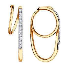 Золотые серьги ТД Эстет 01С1112622SР с фианитом 01С1112622SР фото