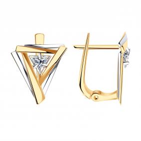 Золотые серьги ТД Эстет 01С1112986Р с Swarovski 01С1112986Р фото