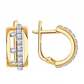 Золотые серьги ТД Эстет 01С1113119SР с фианитом 01С1113119SР фото