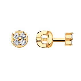 Золотые серьги ТД Эстет 01С1114278 с фианитом 01С1114278 фото