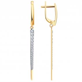 Золотые серьги ТД Эстет 01С1114279Р с фианитом 01С1114279Р фото