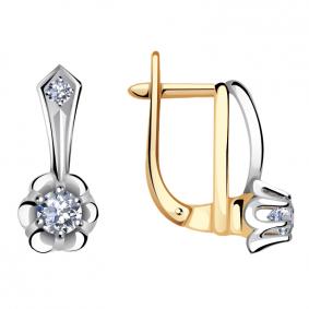 Золотые серьги ТД Эстет 01С111457 с фианитом 01С111457 фото
