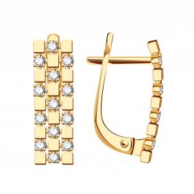 Золотые серьги ТД Эстет 01С1114583 с фианитом 01С1114583 фото