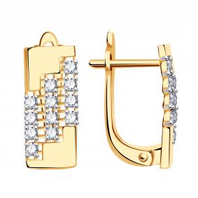 Золотые серьги ТД Эстет 01С1114585Р с фианитом 01С1114585Р фото