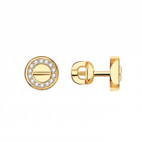Золотые серьги ТД Эстет 01С1114618S с фианитом 01С1114618S фото