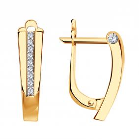 Золотые серьги ТД Эстет 01С1114872Р с фианитом 01С1114872Р фото