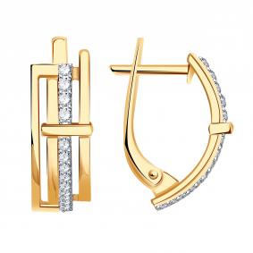 Золотые серьги ТД Эстет 01С1114982Р с фианитом 01С1114982Р фото