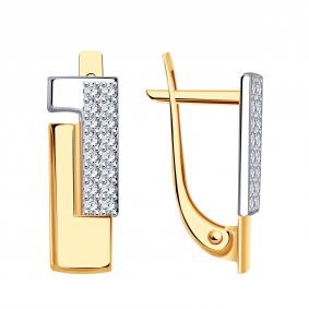 Золотые серьги ТД Эстет 01С1114997Р с фианитом 01С1114997Р фото