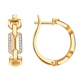 Золотые серьги ТД Эстет 01С1115176 с фианитом 01С1115176 фото