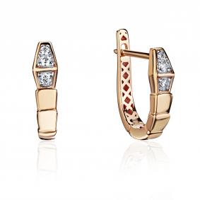 Золотые серьги Символ года Змея ТД Эстет с фианитом 01С1115190Р 01С1115190Р фото