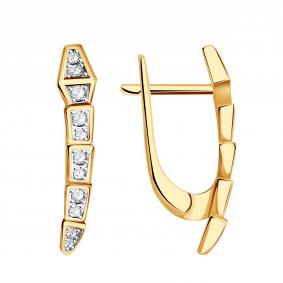 Золотые серьги Символ года Змея ТД Эстет с фианитом 01С1115191Р 01С1115191Р фото