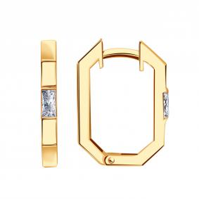 Золотые серьги ТД Эстет 01С1115219 с фианитом 01С1115219 фото