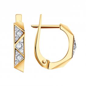 Золотые серьги ТД Эстет 01С1115220 с фианитом 01С1115220 фото