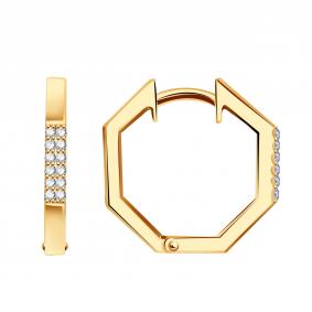 Золотые серьги ТД Эстет 01С1115224 с фианитом 01С1115224 фото