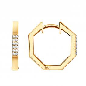 Золотые серьги ТД Эстет 01С1115224S с фианитом 01С1115224S фото