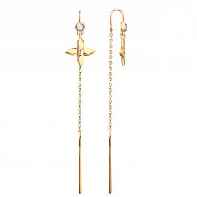 Золотые серьги ТД Эстет 01С1115569 с фианитом 01С1115569 фото