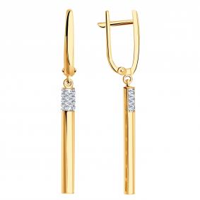 Золотые серьги ТД Эстет 01С1115651Р с фианитом 01С1115651Р фото