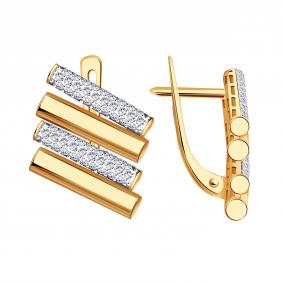 Золотые серьги ТД Эстет 01С1115655Р с фианитом 01С1115655Р фото