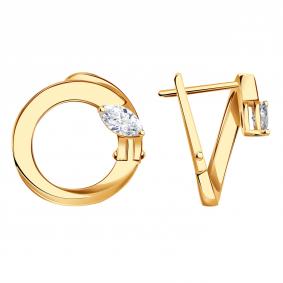 Золотые серьги ТД Эстет 01С1115670 с фианитом 01С1115670 фото