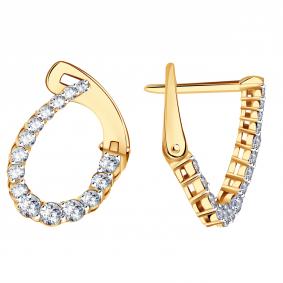 Золотые серьги ТД Эстет 01С1115712Р с фианитом 01С1115712Р фото