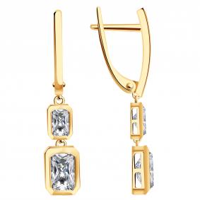 Золотые серьги ТД Эстет 01С1115771 с фианитом 01С1115771 фото