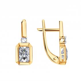 Золотые серьги ТД Эстет 01С1115772Р с фианитом 01С1115772Р фото
